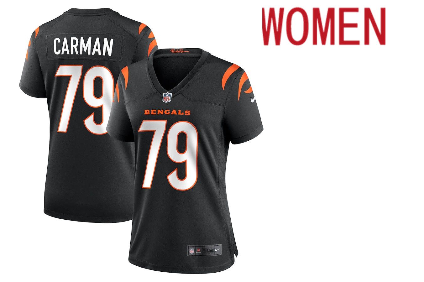 Women Cincinnati Bengals 79 Jackson Carman Nike Black Game NFL Jersey